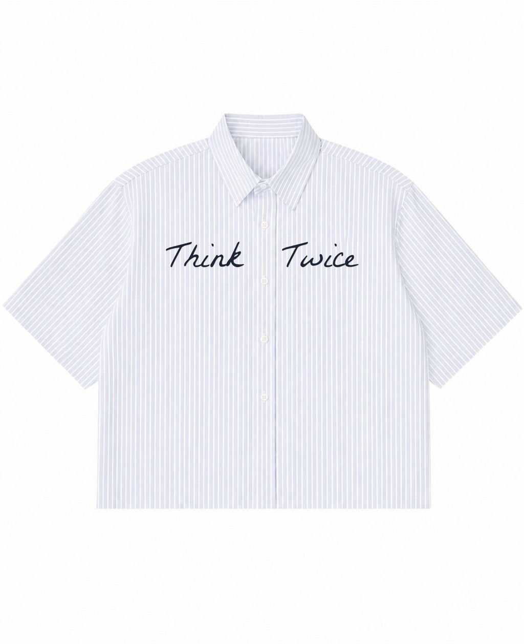 Blue Striped Oxford Boxy Shirt Front Design