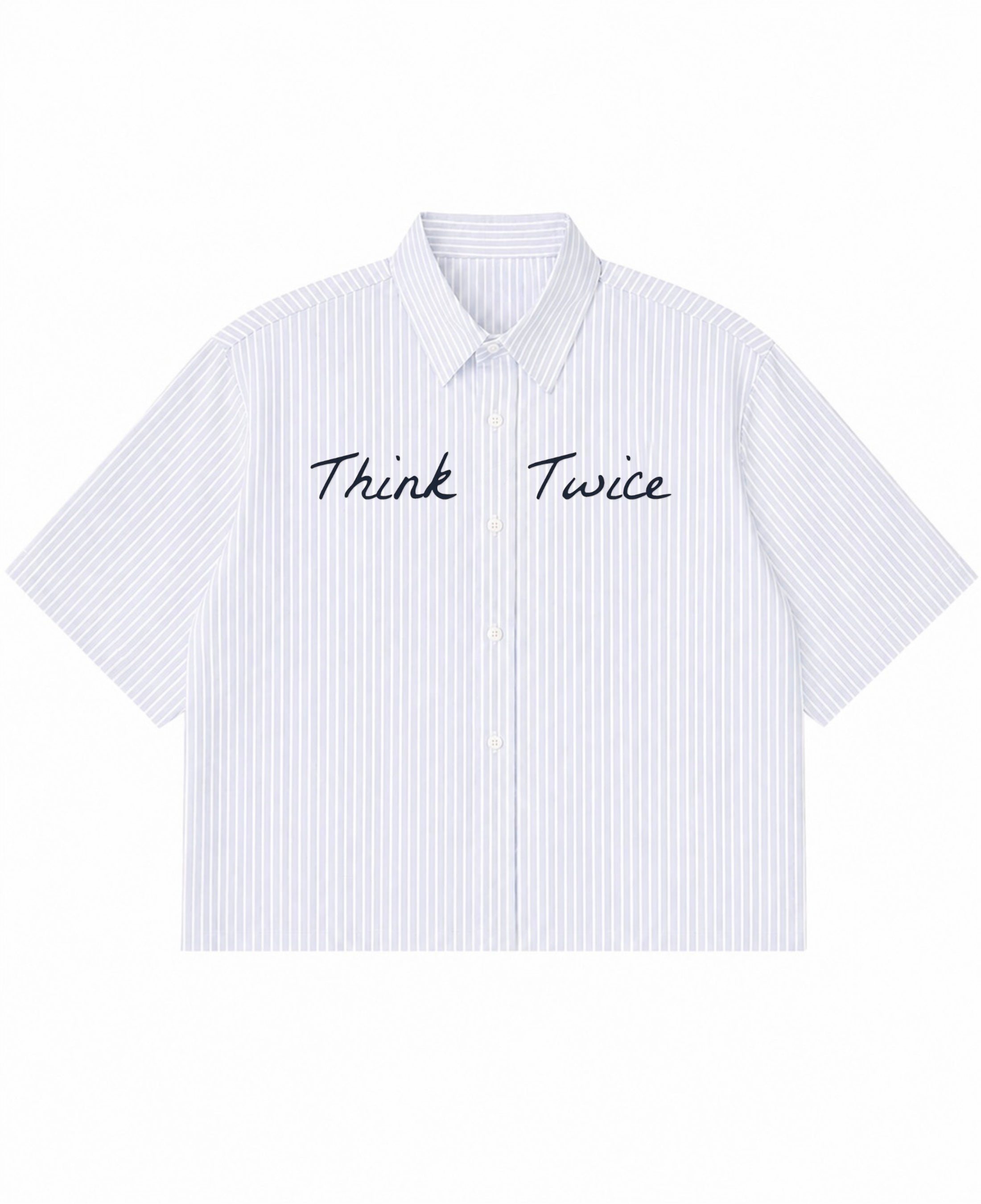 Blue Striped Oxford Boxy Shirt Front Design