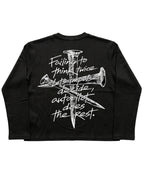 Black Henley waffle knit Back Design