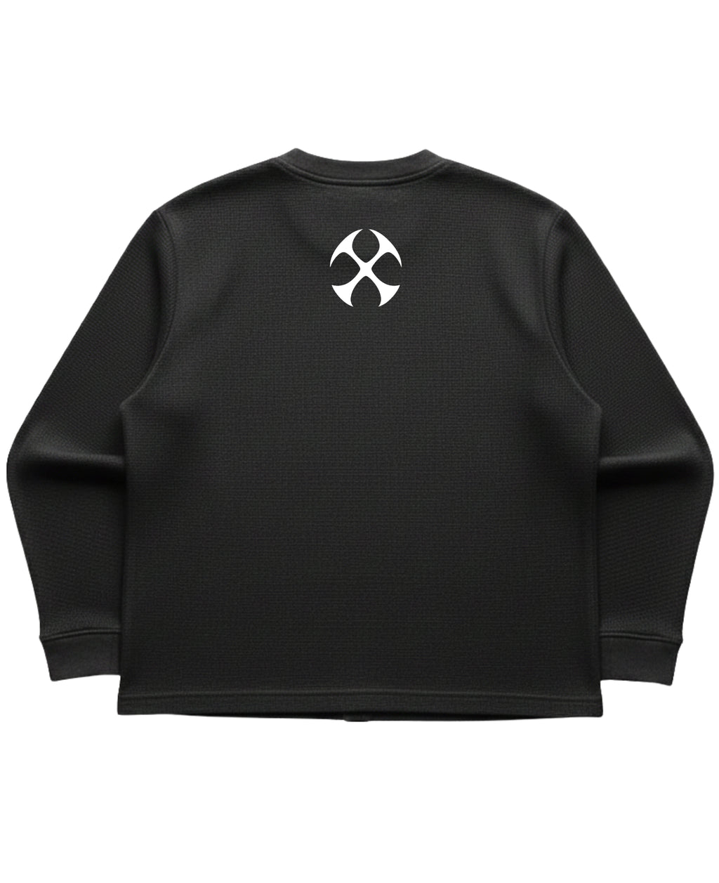 Black waffle knit oversized full-sleeve Back Design