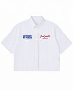 Blue Striped Oxford Boxy Shirt Front Design