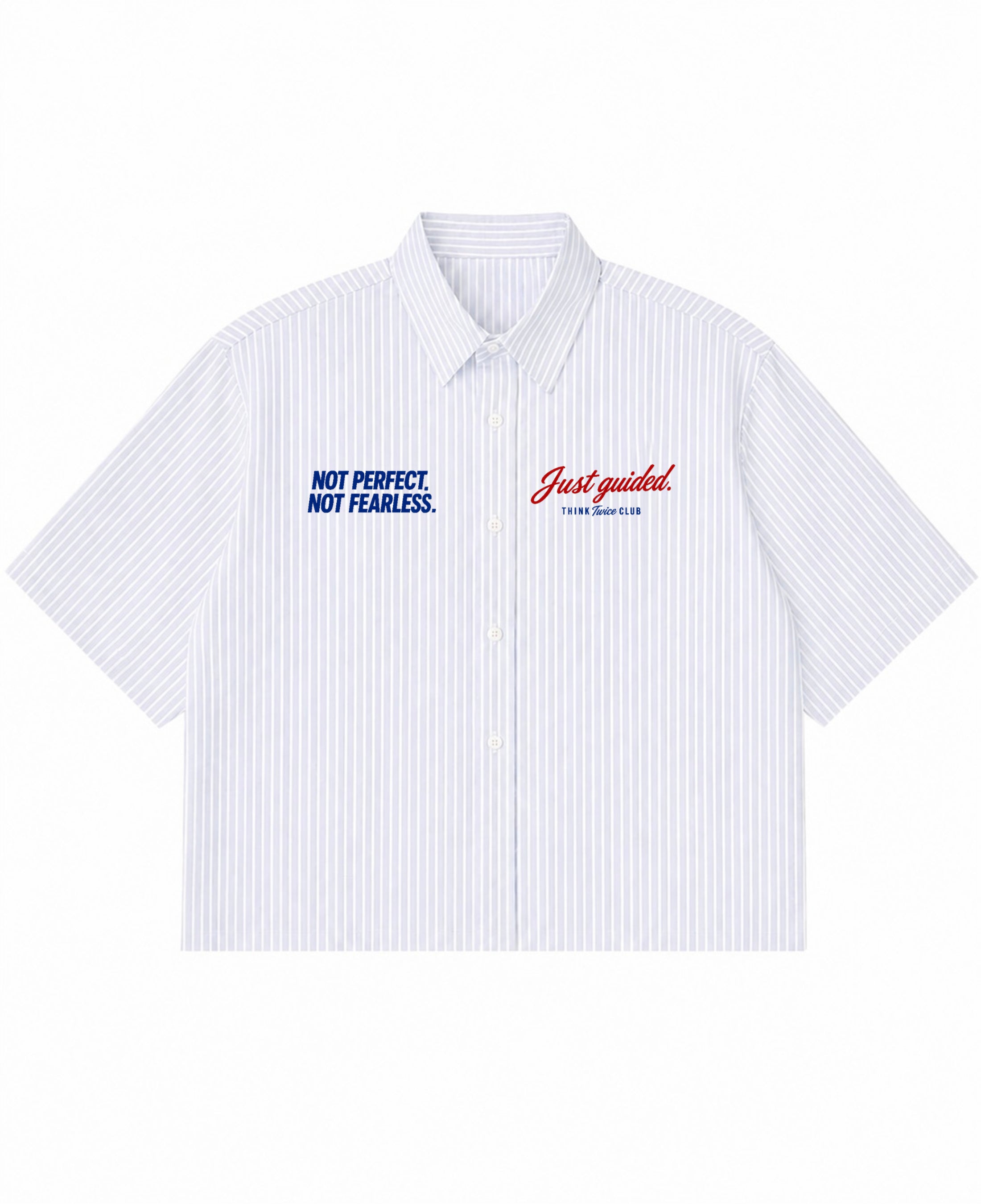 Blue Striped Oxford Boxy Shirt Front Design