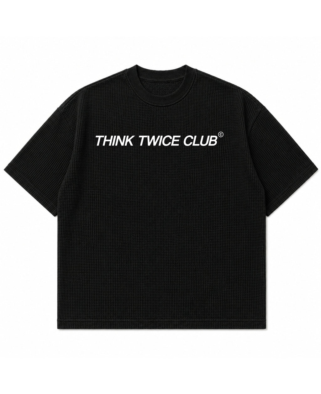 Black waffle boxy fit Front Design