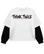 White With Black Sleeve Oversized Tee Back Design
