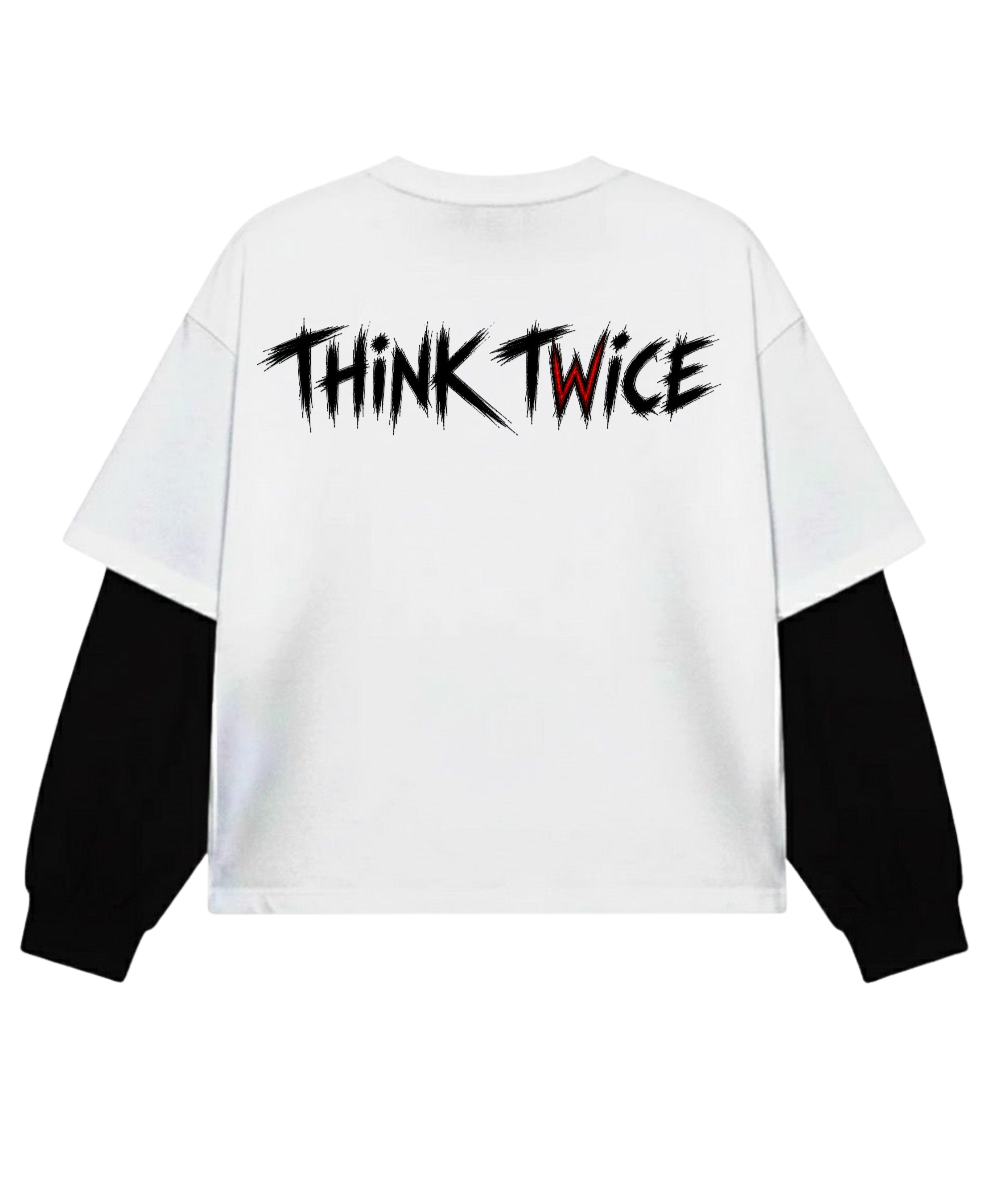 White With Black Sleeve Oversized Tee Back Design