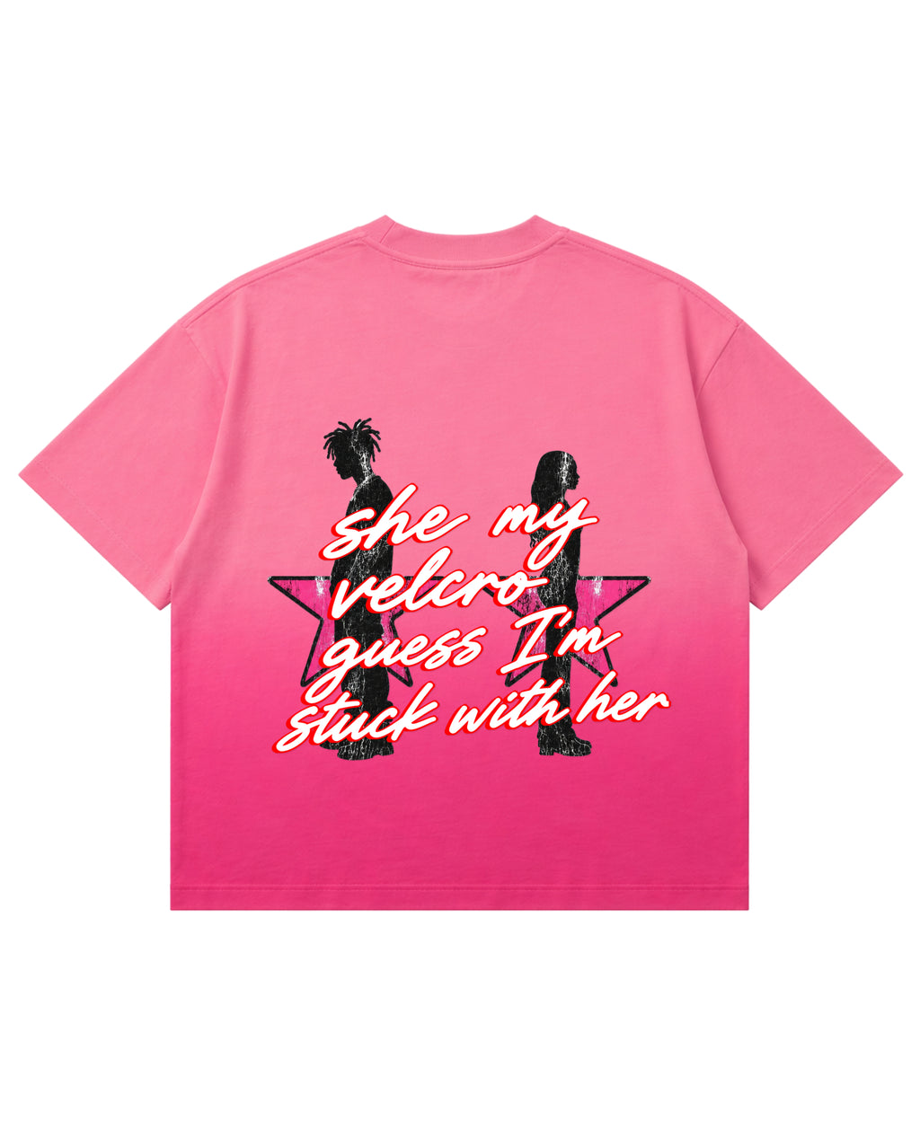 Pink Sunfade Ombré Wash Boxy Fit T-shirt Back Design
