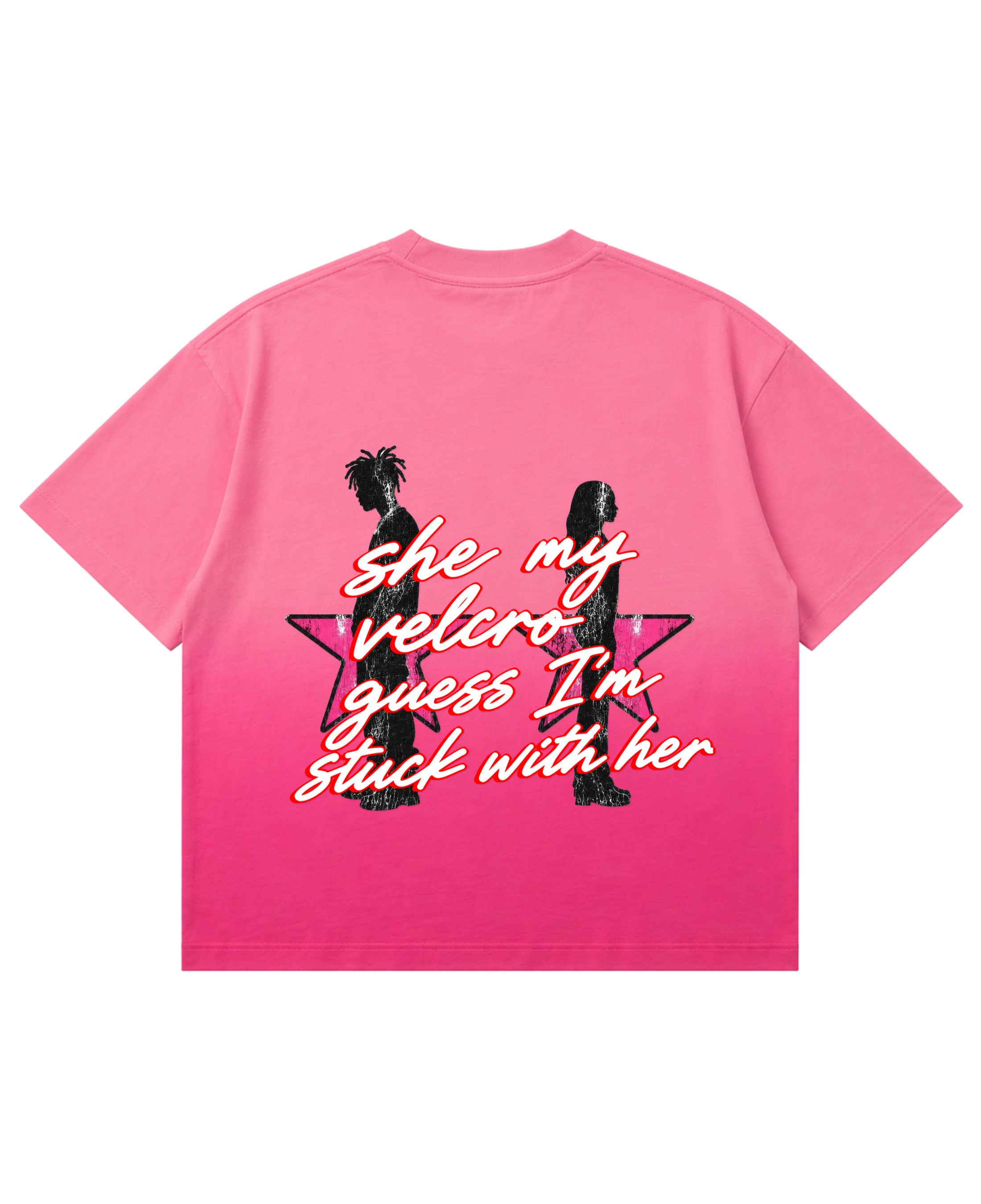 Pink Sunfade Ombré Wash Boxy Fit T-shirt Back Design